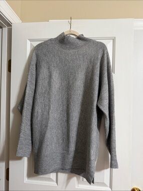 Magaschoni Women's Gray Mock Neck Long Sleeve Pullover Sweater Size Large